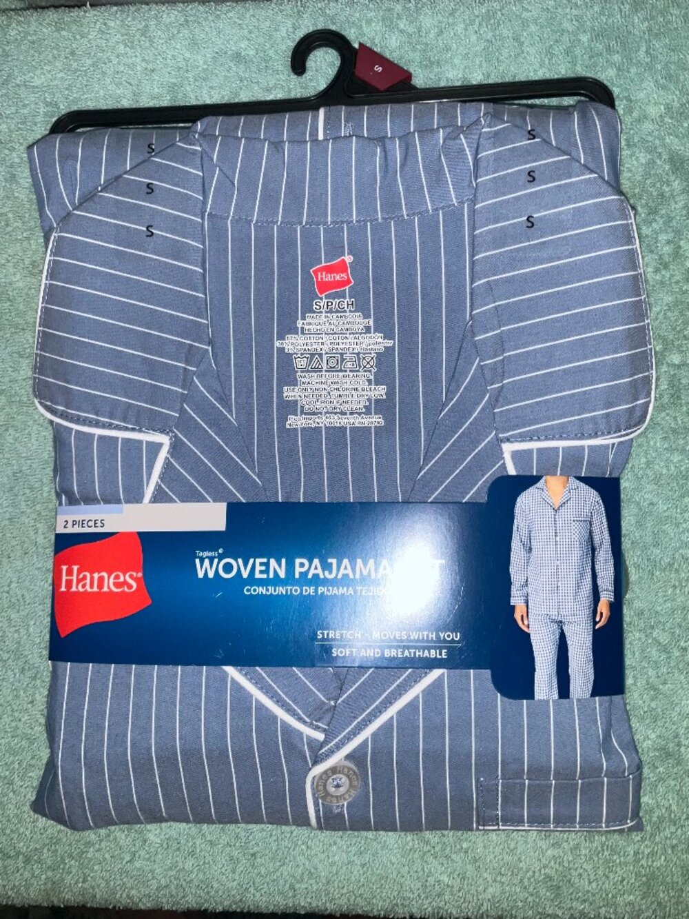 Men's Hanes Woven Pajama Set (Pinstripe)